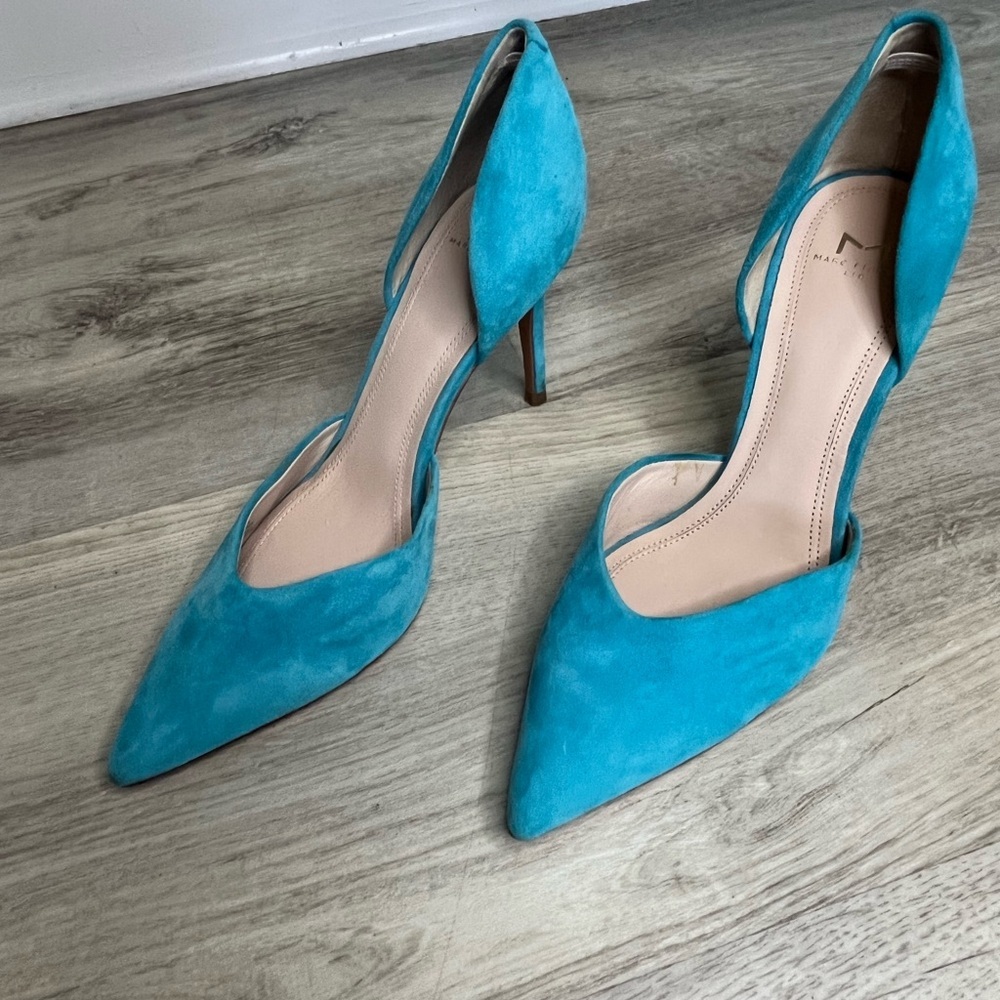 Marc Fisher Tammy Dorsay Pump Blue Pointed Toe 3.5 In Stiletto Heel Size 7 M